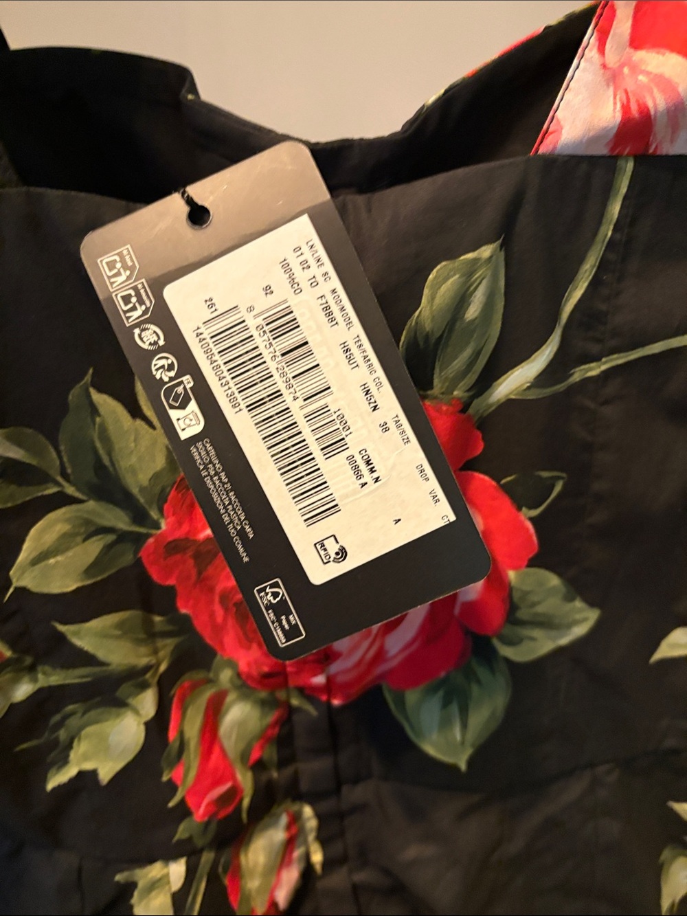 Dolce & Gabbana Black Floral Mini Dress with Red Roses size IT38 NWT - Picture 12 of 12